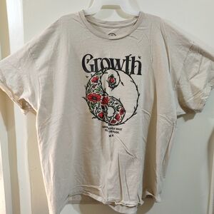 Graphic Tee with Floral Yin Yang Design